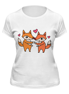 Футболка женская Printio Лисички белая 2XL
