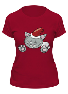 Футболка женская Printio Котик бордовая 2XL