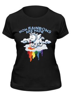 Футболка женская Printio Единорог (unicorn) черная 2XL