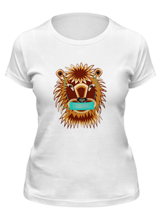 Футболка женская Printio Лев в маске белая 2XL