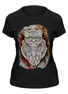 Футболка женская Printio Doodle owl черная L