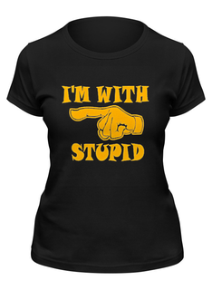 Футболка женская Printio Im with stupid черная L