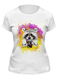 Футболка мужская Printio Радужный енот белая L