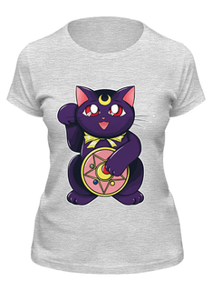 Футболка женская Printio Манэки-нэко (кот счастья) серая L
