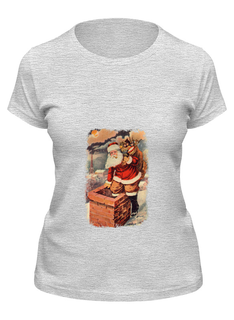 Футболка женская Printio Дед мороз в трубе серая L