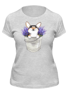 Футболка женская Printio Корги и лаванда серая L