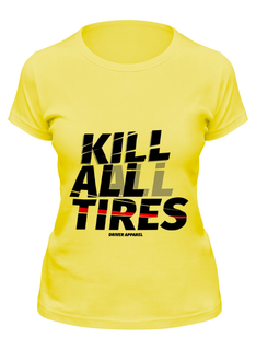 Футболка женская Printio Kill all tires - drift car желтая L