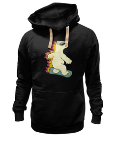 Толстовка унисекс Printio Медведь на сноуборде черная M