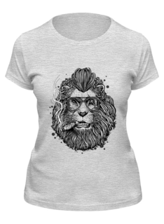 Футболка женская Printio Лев с сигарой серая M