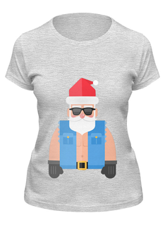 Футболка женская Printio Дед мороз-байкер серая M