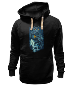 Толстовка унисекс Printio Сова и череп черная S