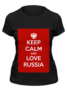 Футболка женская Printio Keep calm and love russia черная S