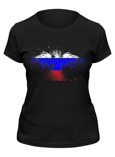 Футболка женская Printio Флаг россии черная S