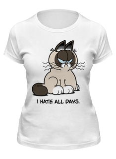 Футболка женская Printio Грустный кот (grumpy cat) белая S