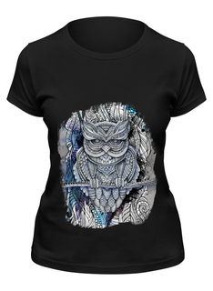 Футболка женская Printio Doodle owl черная XL