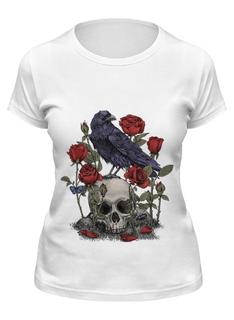 Футболка женская Printio Череп и ворон белая XL