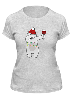 Футболка женская Printio Новогодний мишка серая XL