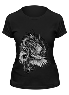 Футболка женская Printio Black-white lion черная L