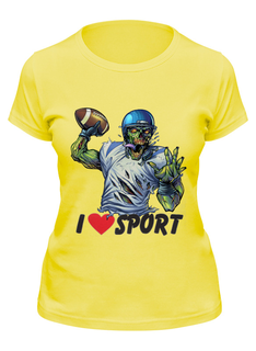 Футболка женская Printio Зомби спорт - я люблю спорт желтая L