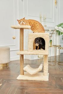 Домик - когтеточка для кошек Бриси с гамаком, 61 х 36 х 85 см
