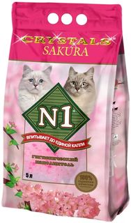 Наполнитель для туалета кошек №1 Crystals Sakura силикагелевый, 2 шт по 5 л N1