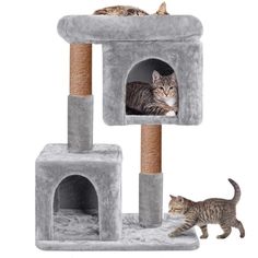 Игровой комплекс для кошек БРИСИ с когтеточкой, большая лежанка, серый, 60 х 35 х 80 см