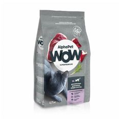 Сухой корм для кошек AlphaPet Wow Superpremium, утка и потрошки, 750 г