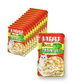 Влажный корм для кошек Inaba с куриным филе и кацуобуси, тунец-бонито, 12шт по 60г