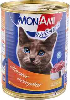 Консервы для кошек MonAmi Delicious, мясное ассорти, 350г