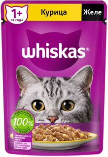 Влажный корм для кошек Whiskas Желе, курица, 75г