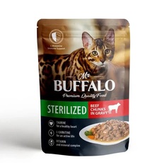 Влажный корм для кошек Mr.Buffalo STERILIZED говядина в соусе, 28 шт по 85 г