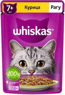 Влажный корм для кошек Whiskas Рагу старше 7 лет, курица, 75г