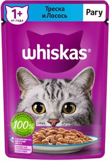 Влажный корм для кошек Whiskas Рагу, треска, лосось, 75г