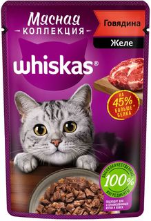 Влажный корм для кошек Whiskas Meaty, говядина, 75г