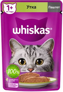 Влажный корм для кошек Whiskas паштет, утка, 75г