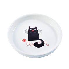 Миска для кошек Mr, Kranch керамическая, белая с кошкой, 210 мл