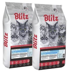 Сухой корм для кошек BLITZ CLASSIC ADULT CAT STERILISED CHICKEN с курицей 2шт по 10кг