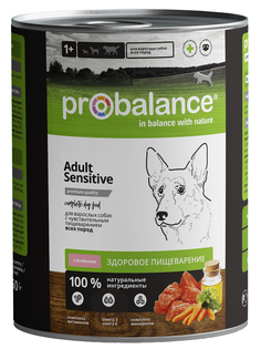 Консервы для собак Probalance Sensitive, чувствительное пищеварение, 12 шт по 850г