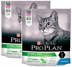 Сухой корм для кошек Pro Plan Cat Optirenal Sterilised кролик, 2 шт по 0,4 кг
