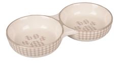Миска керамическая двойная для кошки MYLO, Flamingo, бежевый, белый, FL, 145 мл, 2 x 11 см