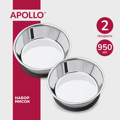 Набор мисок для животных APOLLO Cooper сталь, резина, 950 мл, 2 шт, 17.1 x 13.5 x 6.2 см
