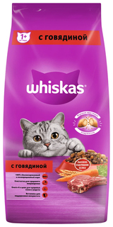 Сухой корм для кошек Whiskas Вкусные подушечки с нежным паштетом, с говядиной, 5 кг