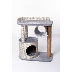 Комплекс для кошек White cat В-2 игровой, с когтеточкой, серый, ДСП, джут, мех, 73 см