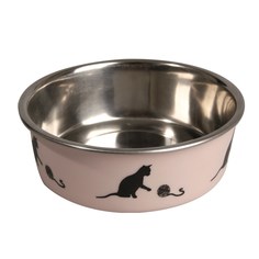 Миска для кошек Flamingo Kena, розовый, сталь, диаметр 11,5 см, 160 мл