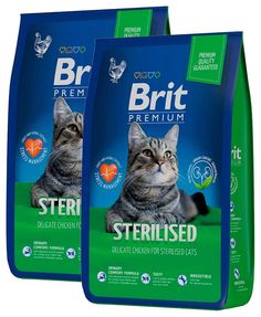 Сухой корм для кошек BRIT PREMIUM CAT STERILIZED CHICKEN с курицей 2шт по 8кг Brit*