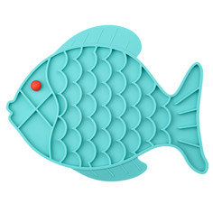 Коврик для животных Mr.Kranch Рыбка для медленного поедания, голубой, силикон, 24,5х19 см