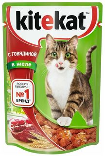 Влажный корм для кошек Kitekat с говядиной, 85 г