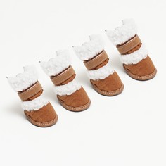 Ботинки "Унты", набор 4 шт, размер 2 (подошва 5 х 3,8 см), коричневые No Brand
