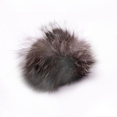 Игрушка для кошек Игруля Мячик-погремушка, серебристый, мех чернобурки, 8 см