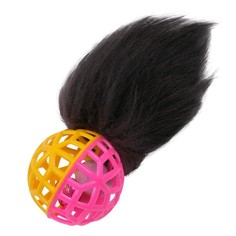Игрушка для кошек Игруля Мячик-погремушка с хвостиком, красный, мех, пластик, 7 см